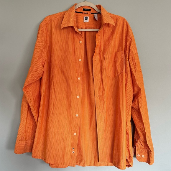 Men’s GAP Classic Button Down Orange Large L - Picture 3 of 13